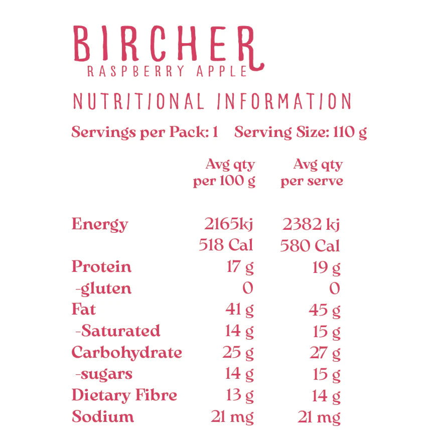 110G Sachet YUM Bushline Bircher Raspberry Apple