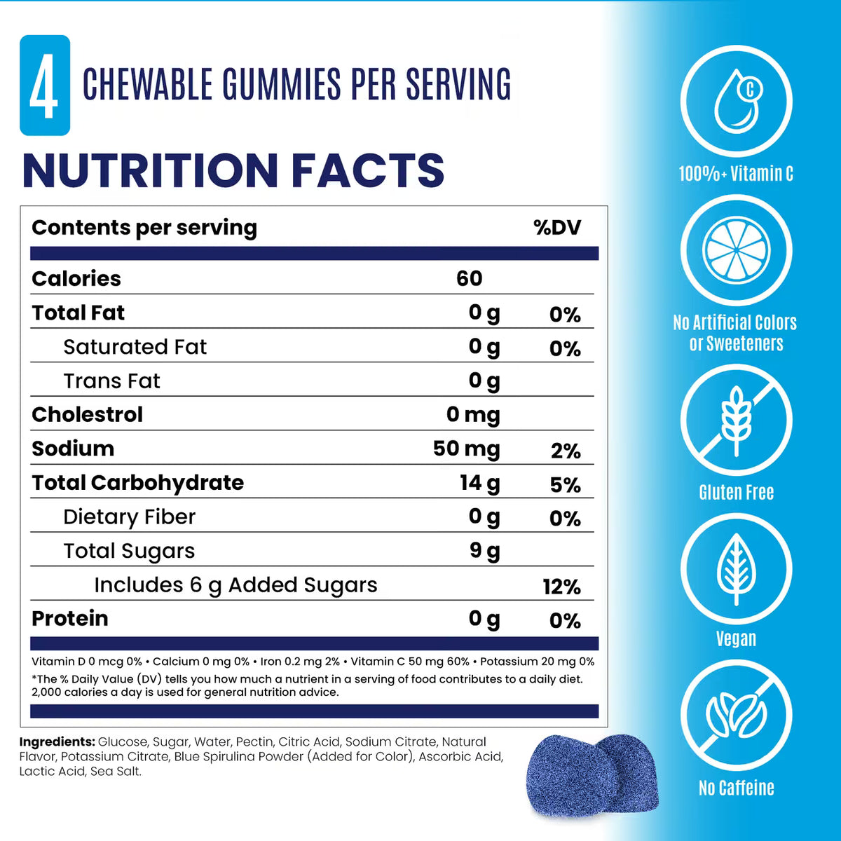 Saltstick Sour Blue Razz Energy Gummies