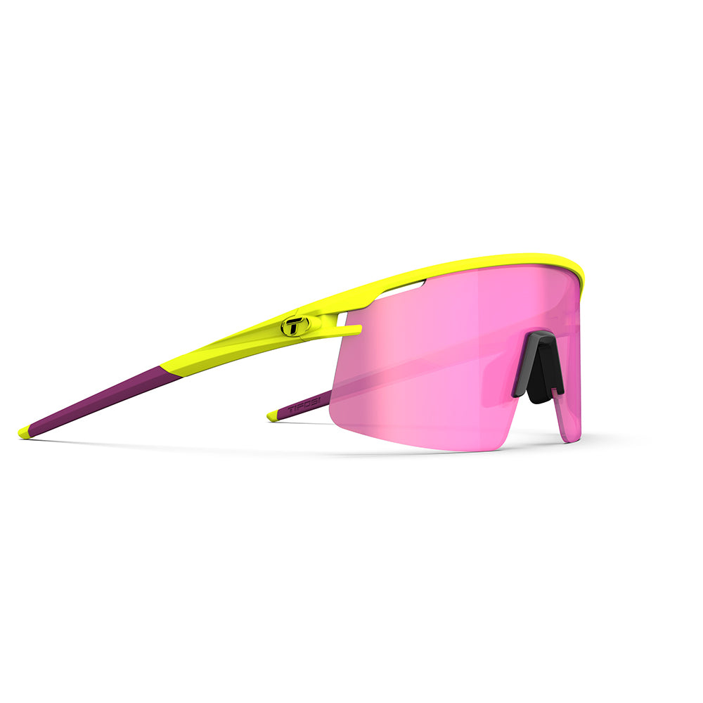 Tifosi Moab Lite Sunglasses Speed Yellow with Clarion Sunset Pink AC Red and Clear Lens
