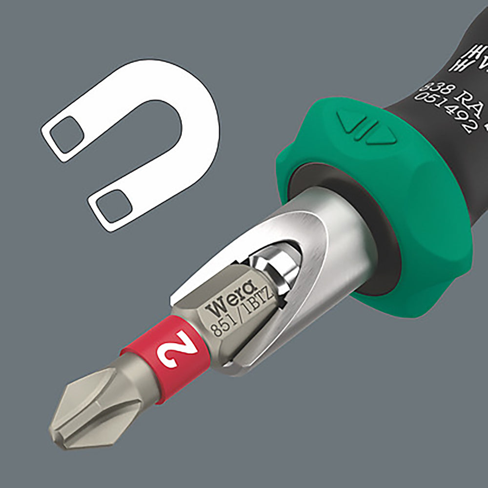 Wera Tools 838 RA-R S Bitholding screwdriver with ratchet functionality, 1/4"
