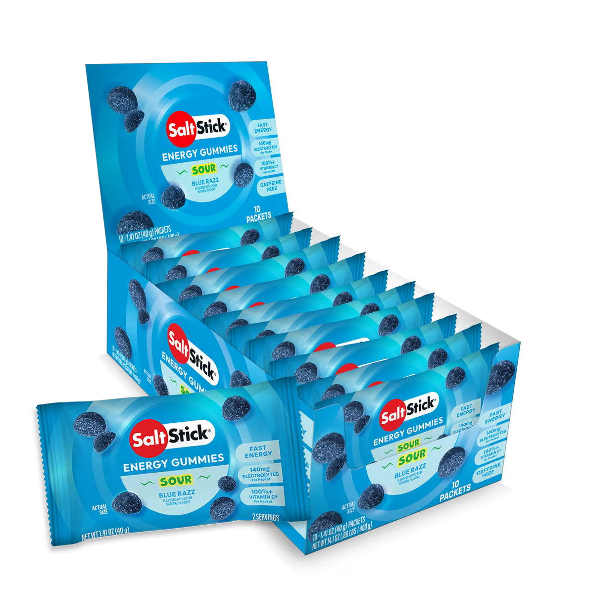 Saltstick Sour Blue Razz Energy Gummies