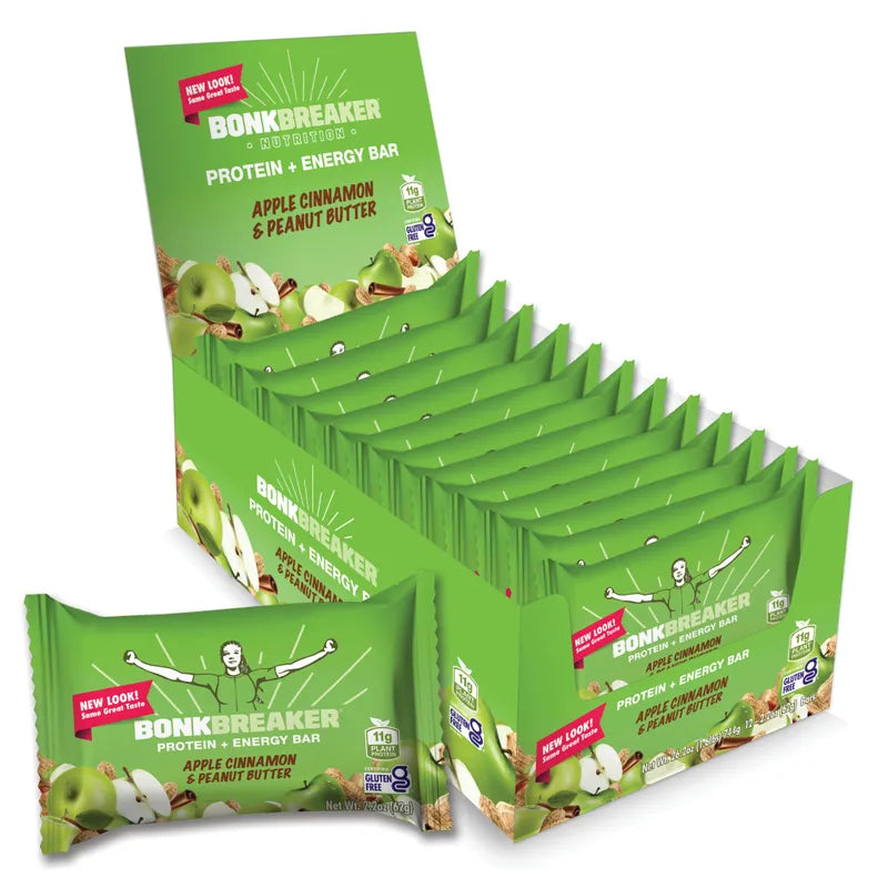 Bonk Breaker Apple Cinnamon & Peanut Butter Protein + Energy Bars - Box of 12