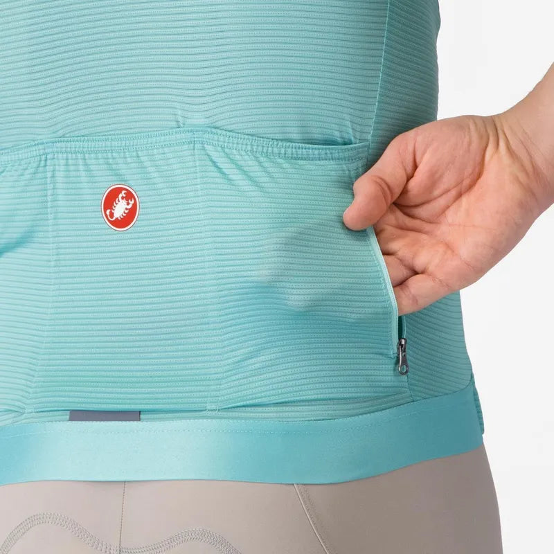 Castelli Espresso Men's Cycling Jersey - Pool Blue/Dark Gray