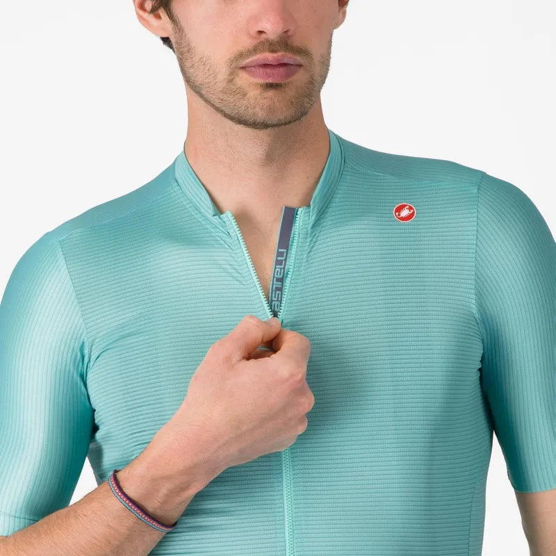 Castelli Espresso Men's Cycling Jersey - Pool Blue/Dark Gray