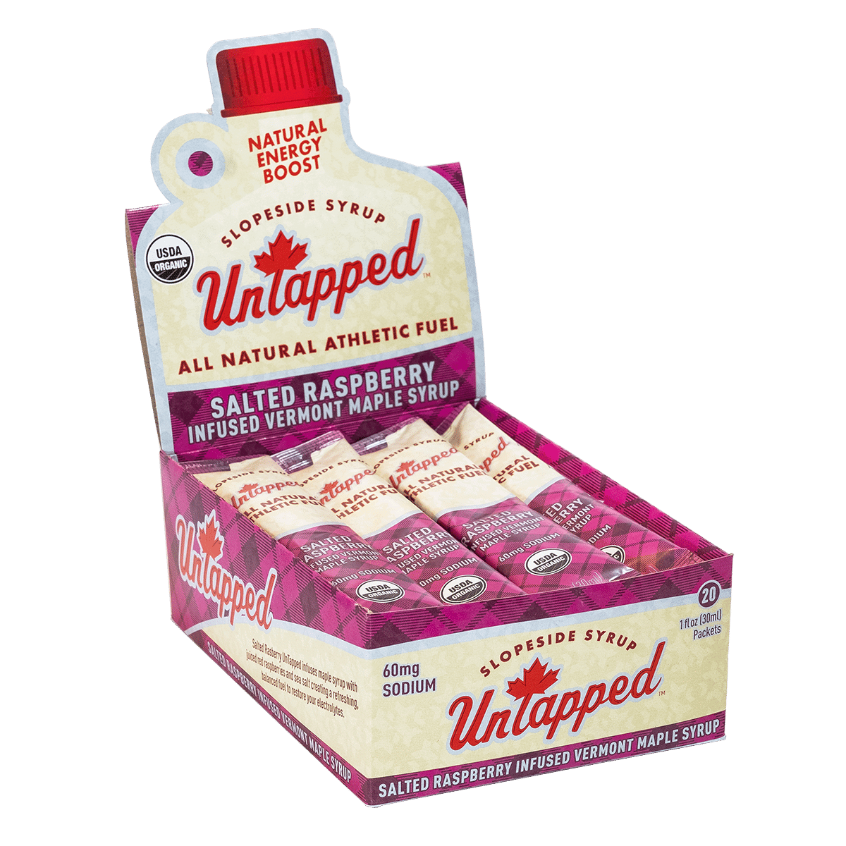 UnTapped Gels Salted Raspberry Maple Syrup - Box of 20