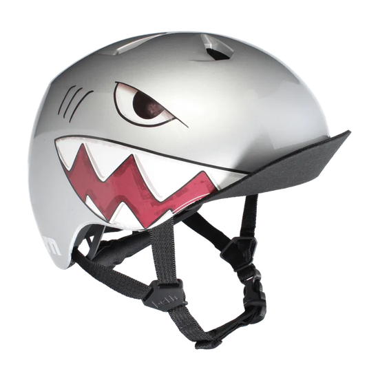 Bern Nino DVRT Metallic Silver Shark Bite Helmet