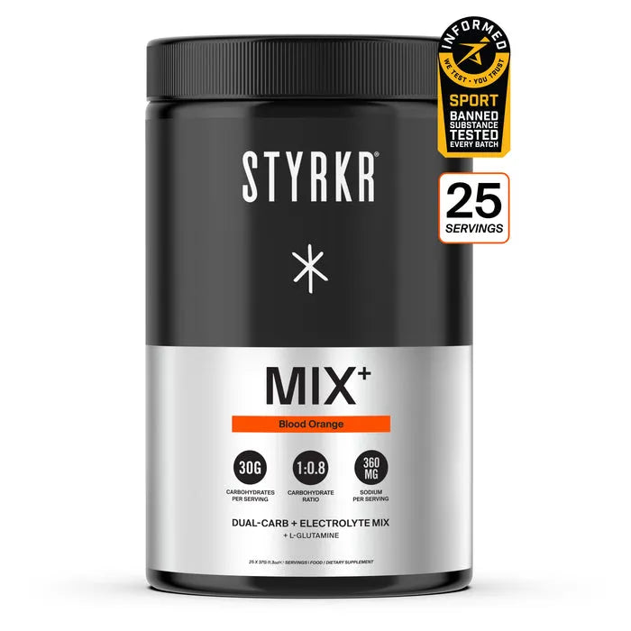 Styrkr Mix MIX+ Blood Orange: Dual-Carb & Electrolyte Drink Mix
