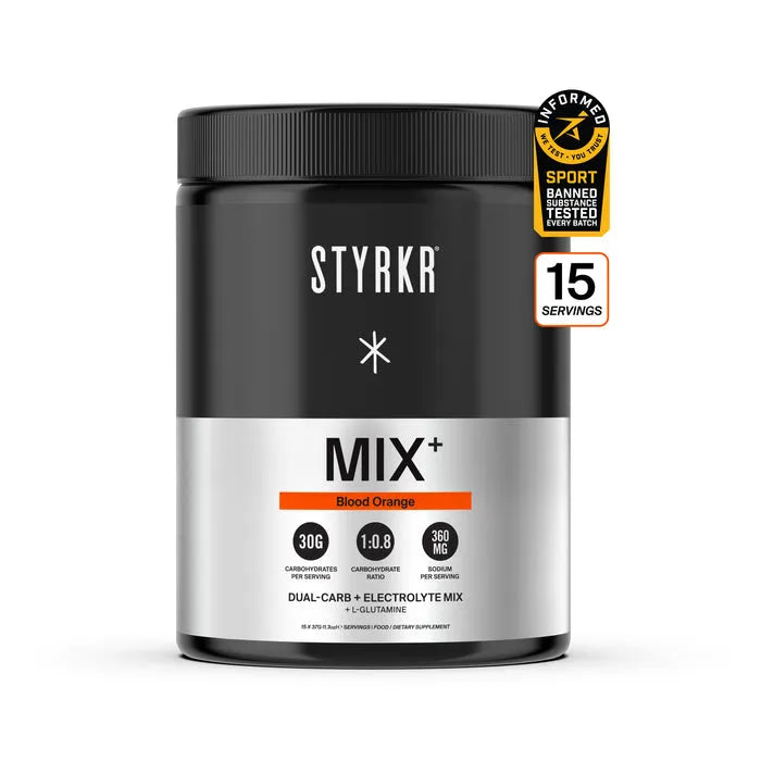 Styrkr Mix MIX+ Blood Orange: Dual-Carb & Electrolyte Drink Mix