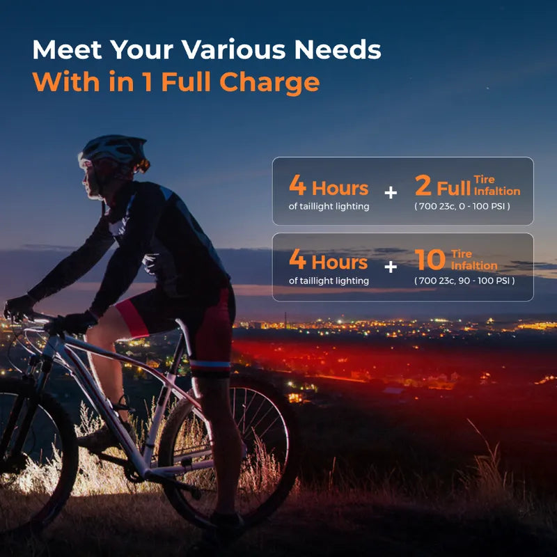 Flextail Tiny Bike Pump 200 with Tail Light- 130 PSI Digital