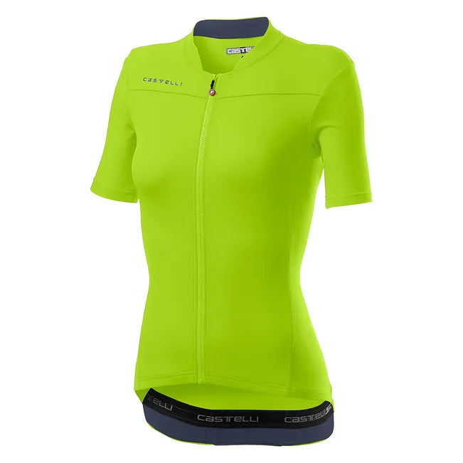 Castelli Jersey Anima 3 Womens Chartreuse(yellow-green)/Dark Steel Blue
