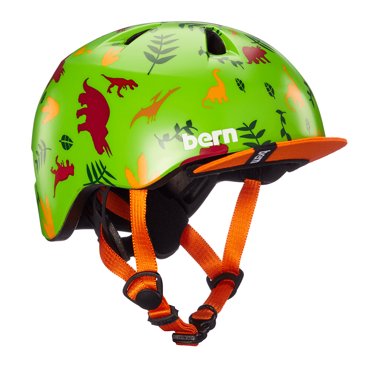 Bern Tigre Satin Green Dino w/ Visor Ã¢â‚¬â€œ XXS